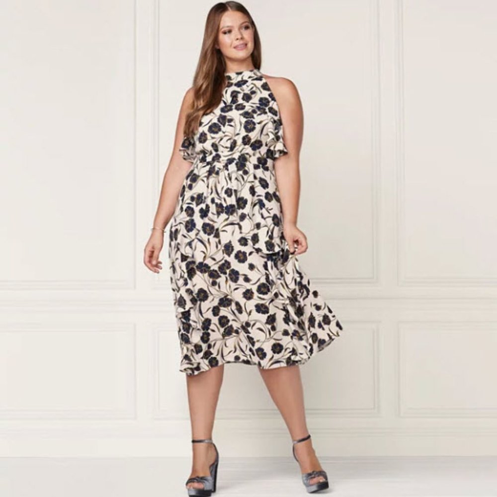 LC Lauren Conrad Women's Runway Collection Ruffle Midi Dress, Size 0